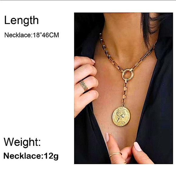 Gold Coin Pendant Charm Necklace - Picture 4 of 8